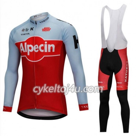 Cykeltrøje Langærmet + Bib Cykelbukser 2018 Team Katusha Alpecin N001